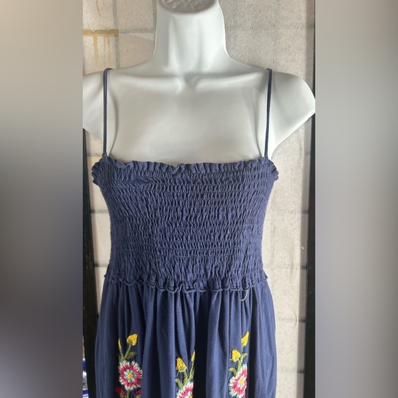 Johnny Was Embroidered Floral Midi Dress Small with Spaghetti Straps - Picture 3 of 6